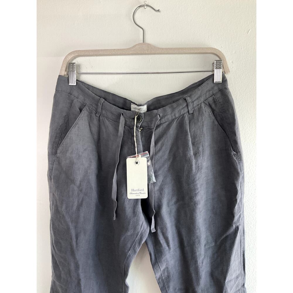 Hartford Women's 100% Linen Gray Tapered Pants Size 2 Made in Morocco NWT - Picture 2 of 6